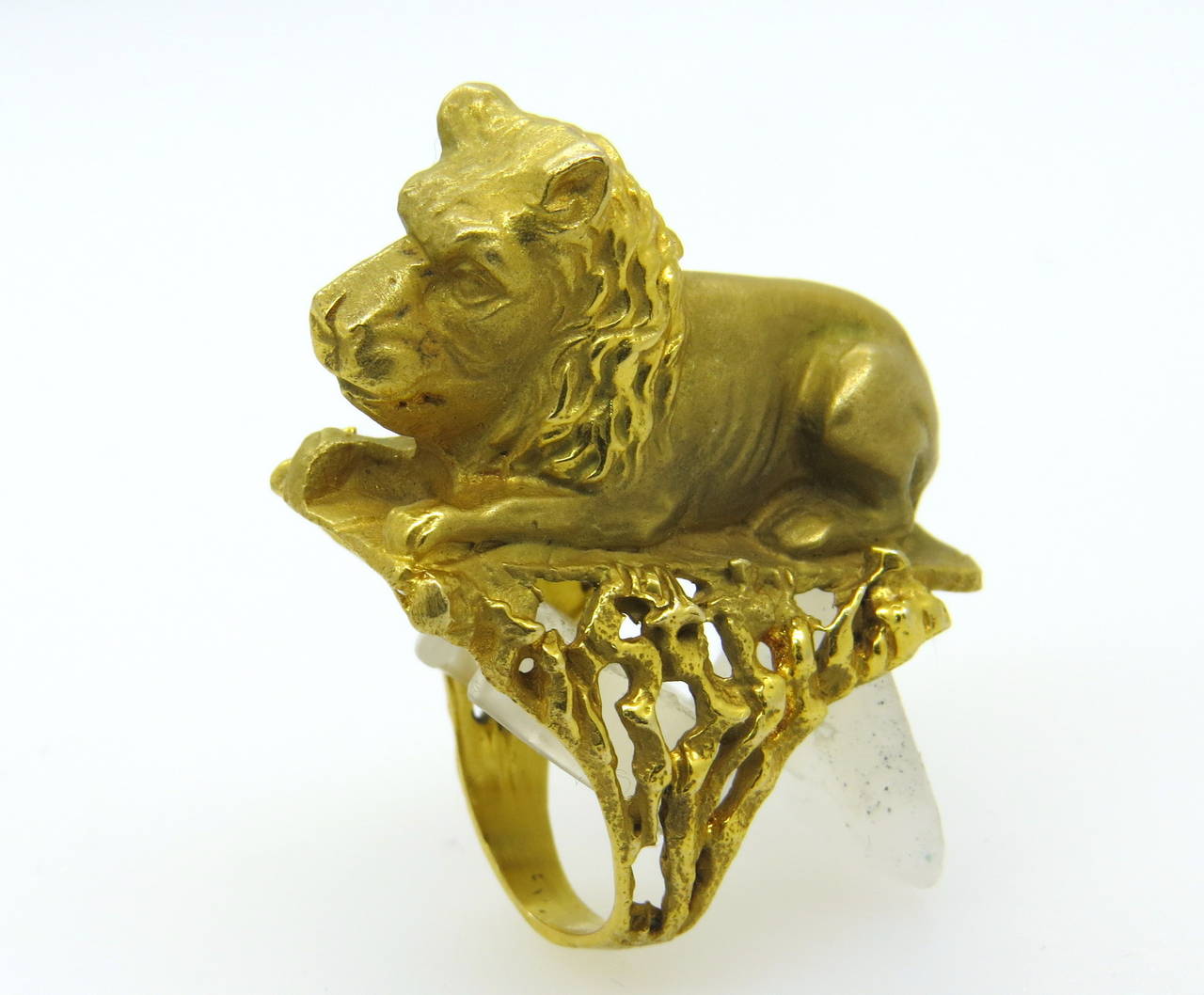 Massive Eric De Kolb Gold Lion Ring 3