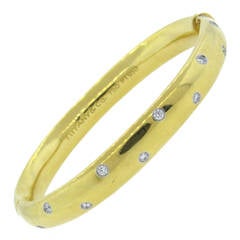 Tiffany & Co. Etolite Diamond Platinum Gold Bangle Bracelet