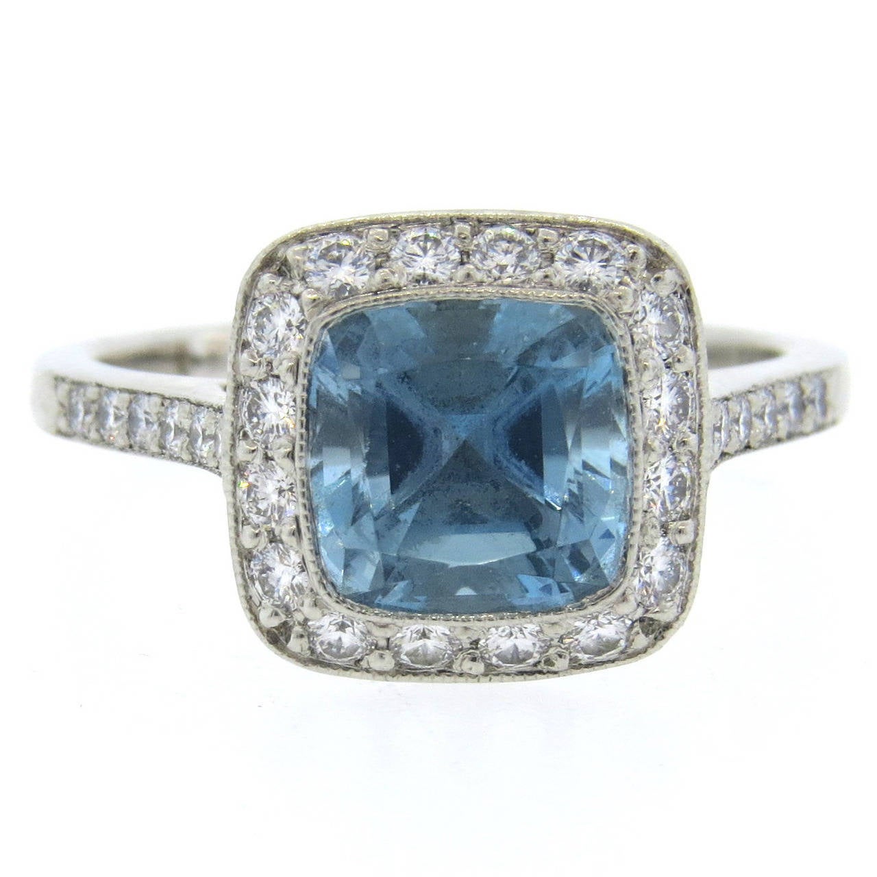 Tiffany and Co. Legacy Aquamarine Diamond Platinum Ring at 1stDibs