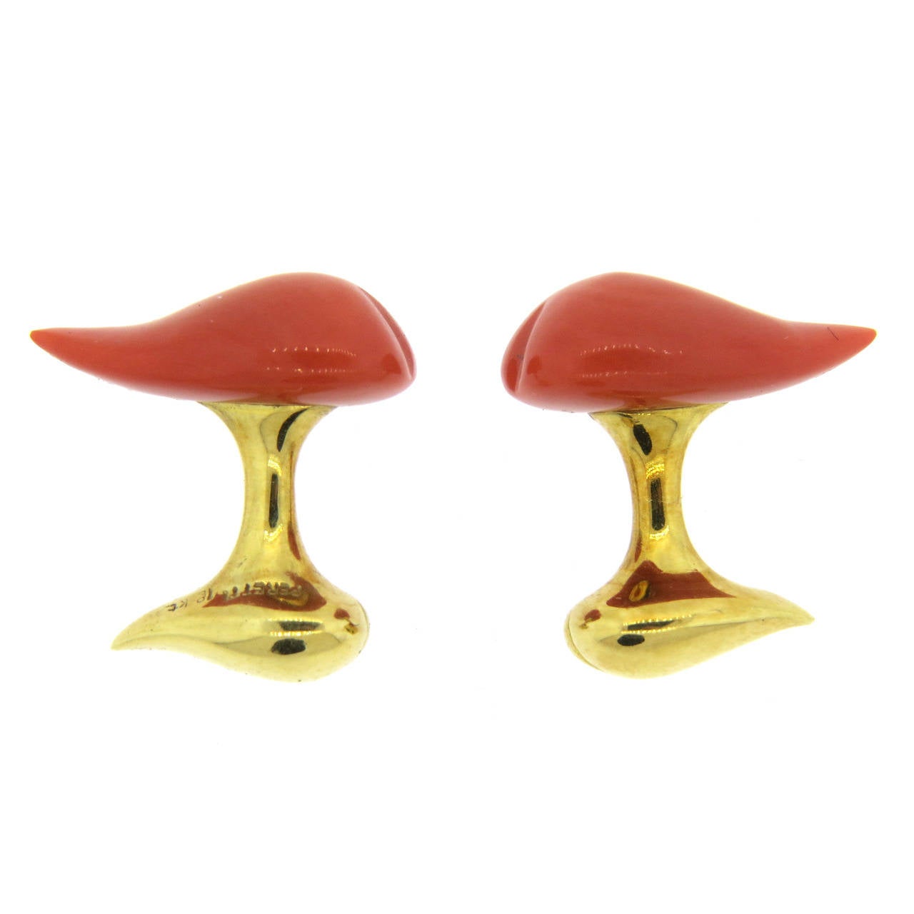 Tiffany & Co. Elsa Peretti Coral Gold Cufflinks