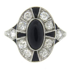 Iconic Art Deco Onyx Diamond Platinum Ring