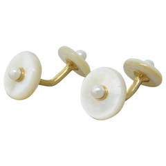 Trianon Mother of Pearl Gold Pearl Cufflinks 12