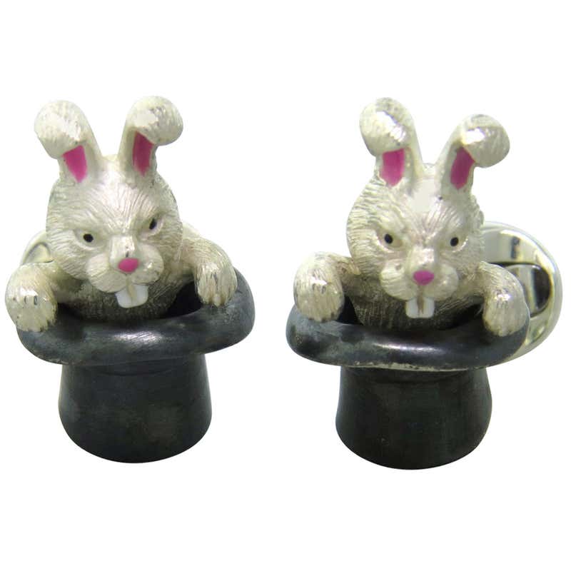 Deakin and Francis Sterling Silver Rabbit In a Hat Cufflinks at 1stDibs