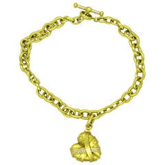 Collier à bascule en or avec pendentif en forme de cœur et diamant de Kieselstein-Cordon massif