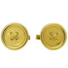 Tiffany & Co. Gold Large Button Cufflinks