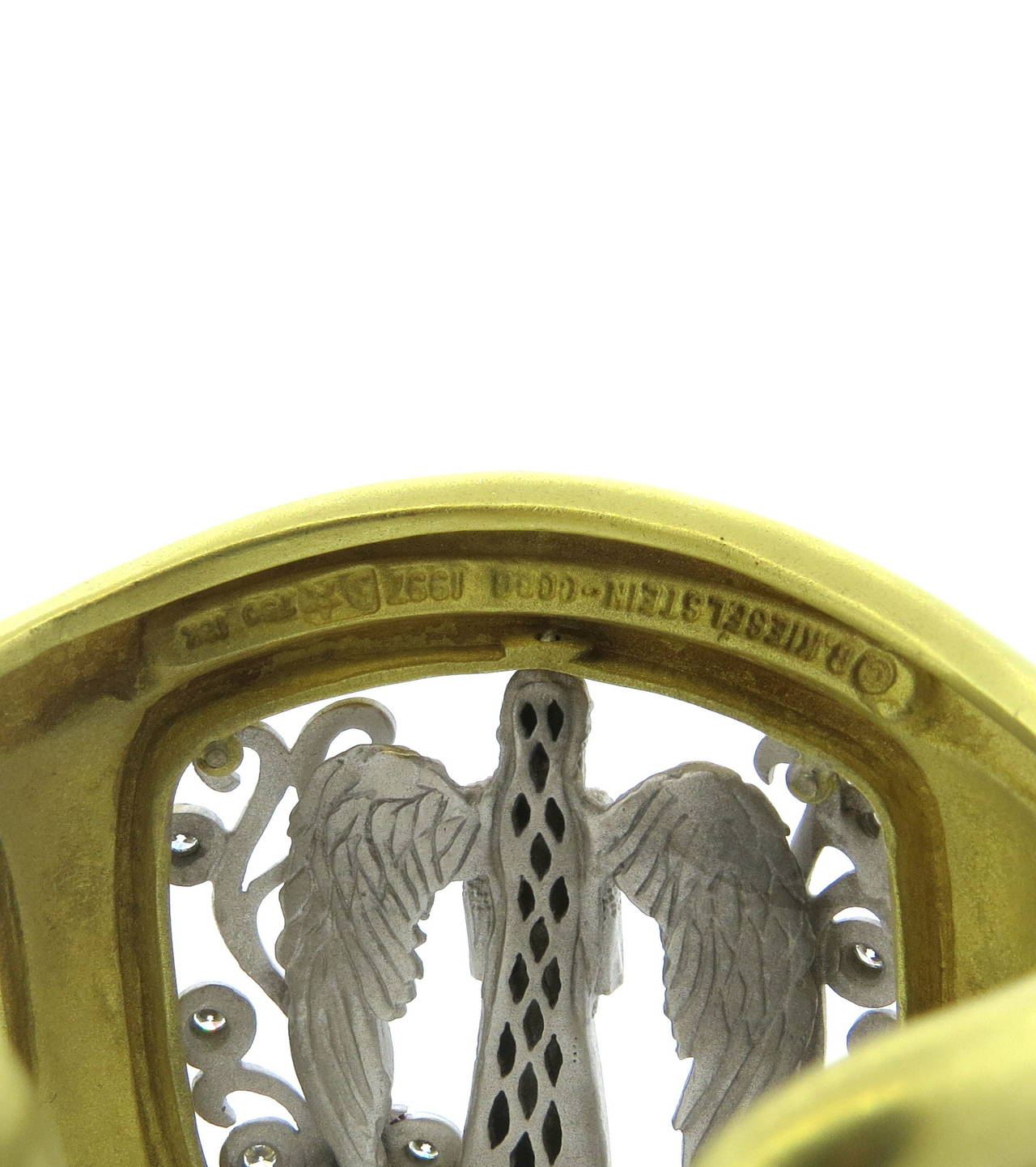 Women's Rare Massive Kieselstein Cord Diamond Gold Angel in My Window Bracelet