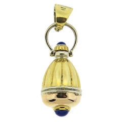 Vintage Italian Lapis Gold Perfume Bottle Pendant