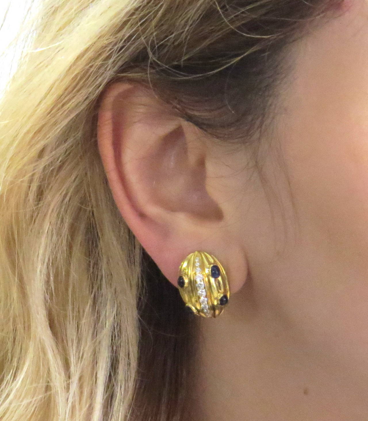 Women's Diamond Sapphire Gold Earrings