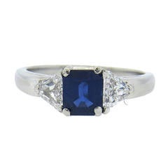 Oscar Heyman Brothers Sapphire Diamond Platinum Engagement Ring