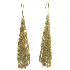 Tiffany & Co. Elsa Peretti Gold Mesh Scarf Long Earrings