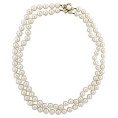 Tiffany & Co. Classics Pearl Diamond Gold Platinum Necklace 3