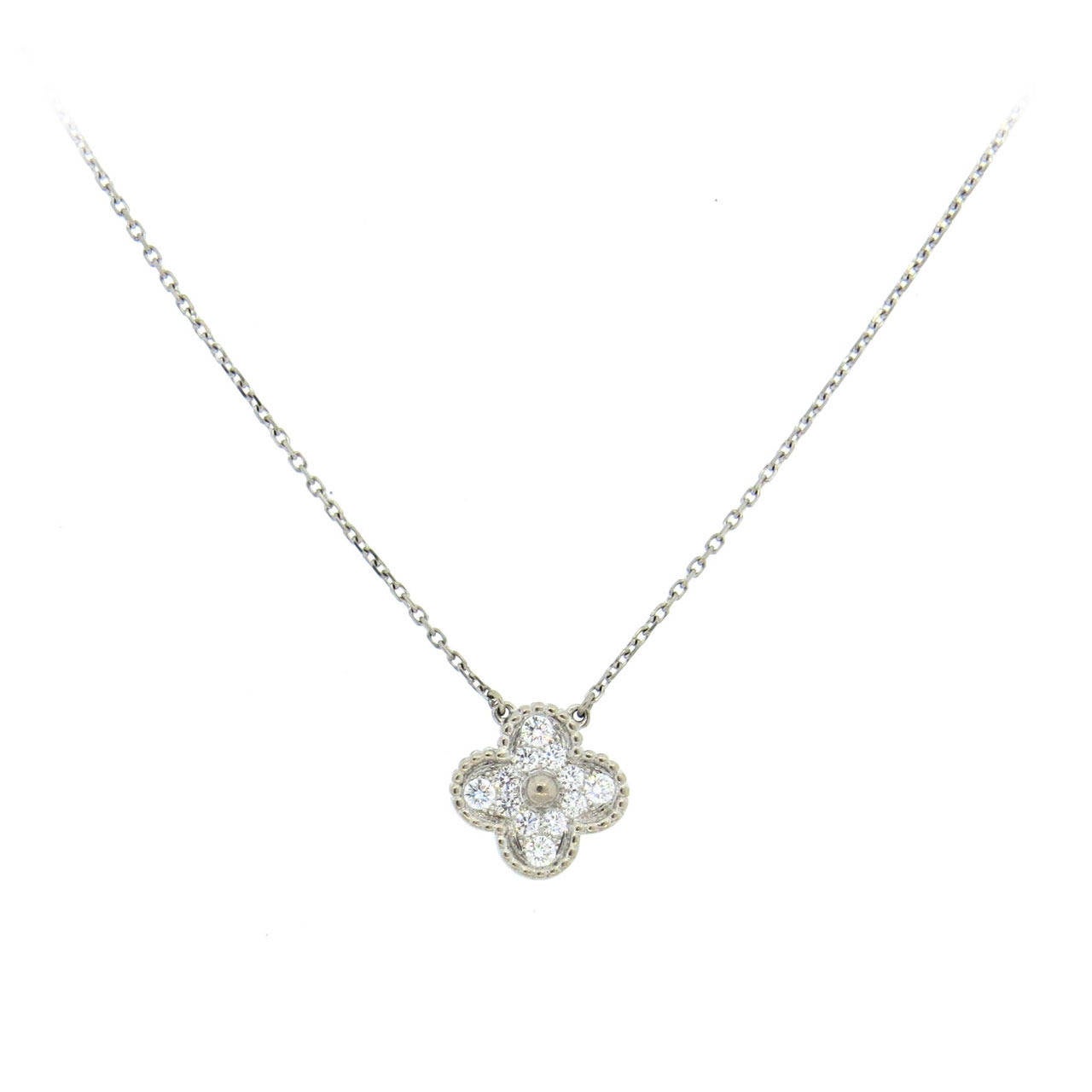 Van Cleef & Arpels Alhambra Diamond Gold Pendant Necklace