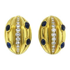 Diamond Sapphire Gold Earrings 4