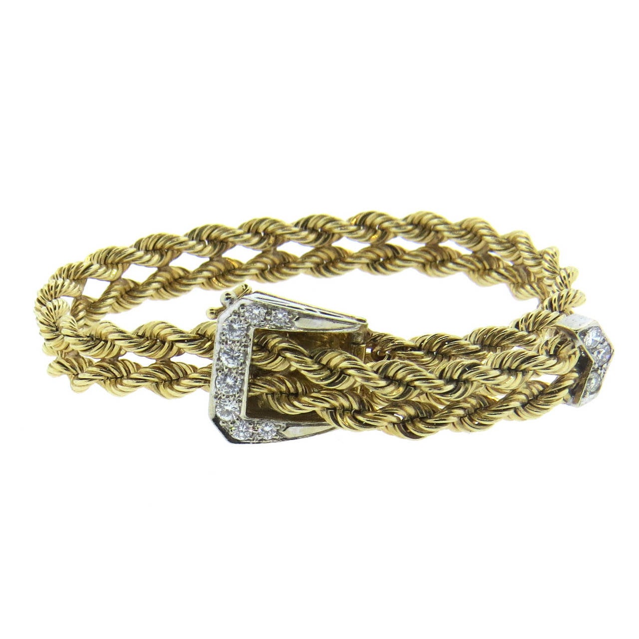 Diamond Gold Buckle Bracelet at 1stDibs
