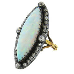 Antique Gold and Silver Opal Diamond Ring