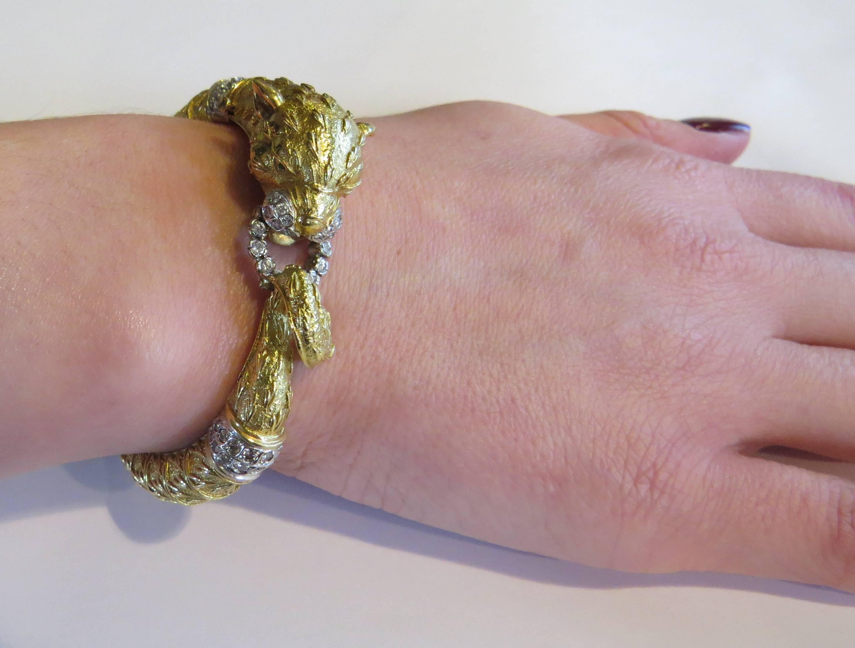 Impressive Frascarolo emerald Diamond gold Panther Bangle Bracelet  3