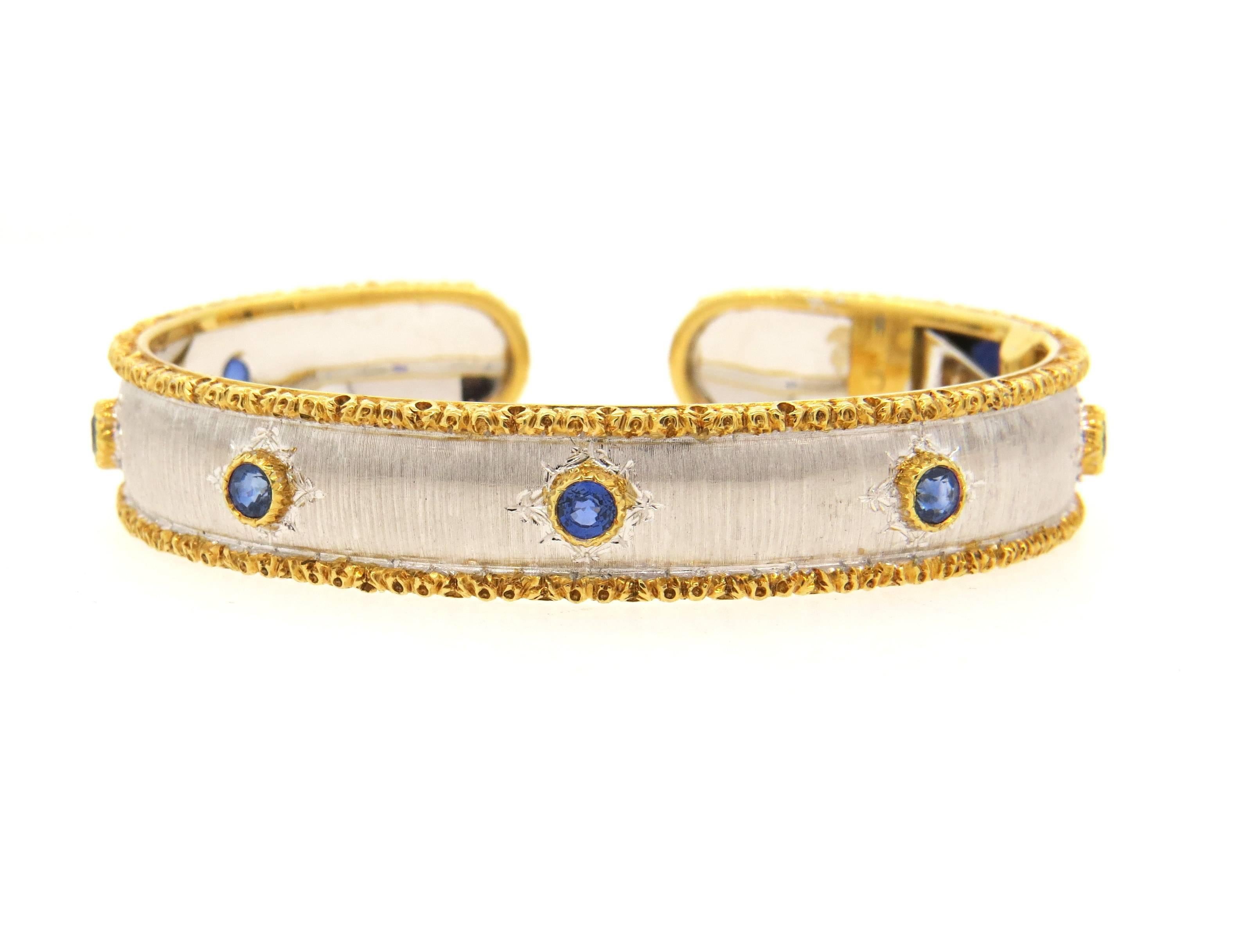 Women's Buccellati Sapphire Gold Cuff Bracelet 