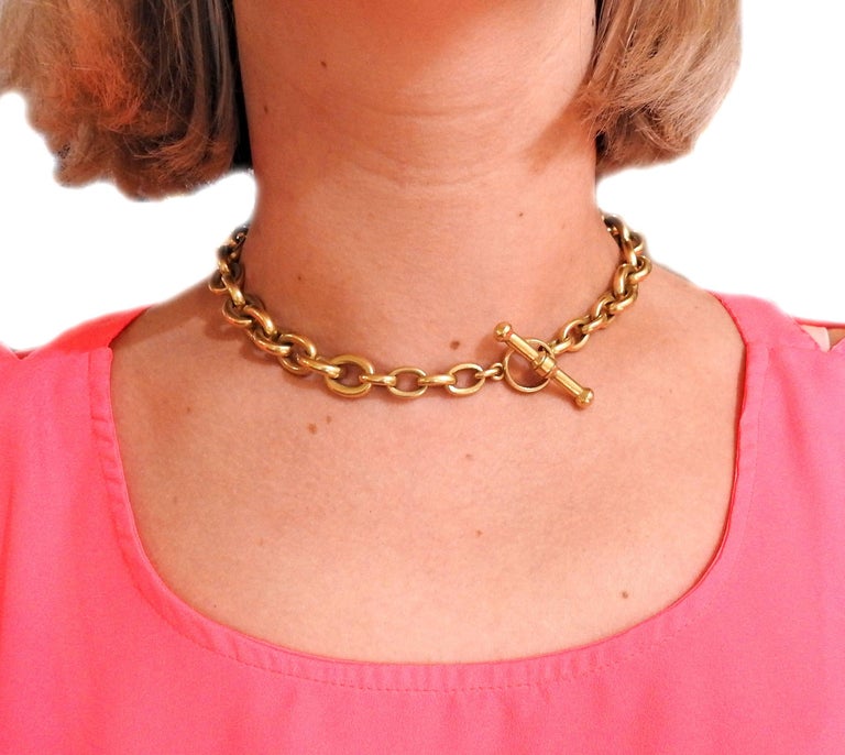 KieselsteinCord Massive Gold Link Toggle Necklace at 1stDibs