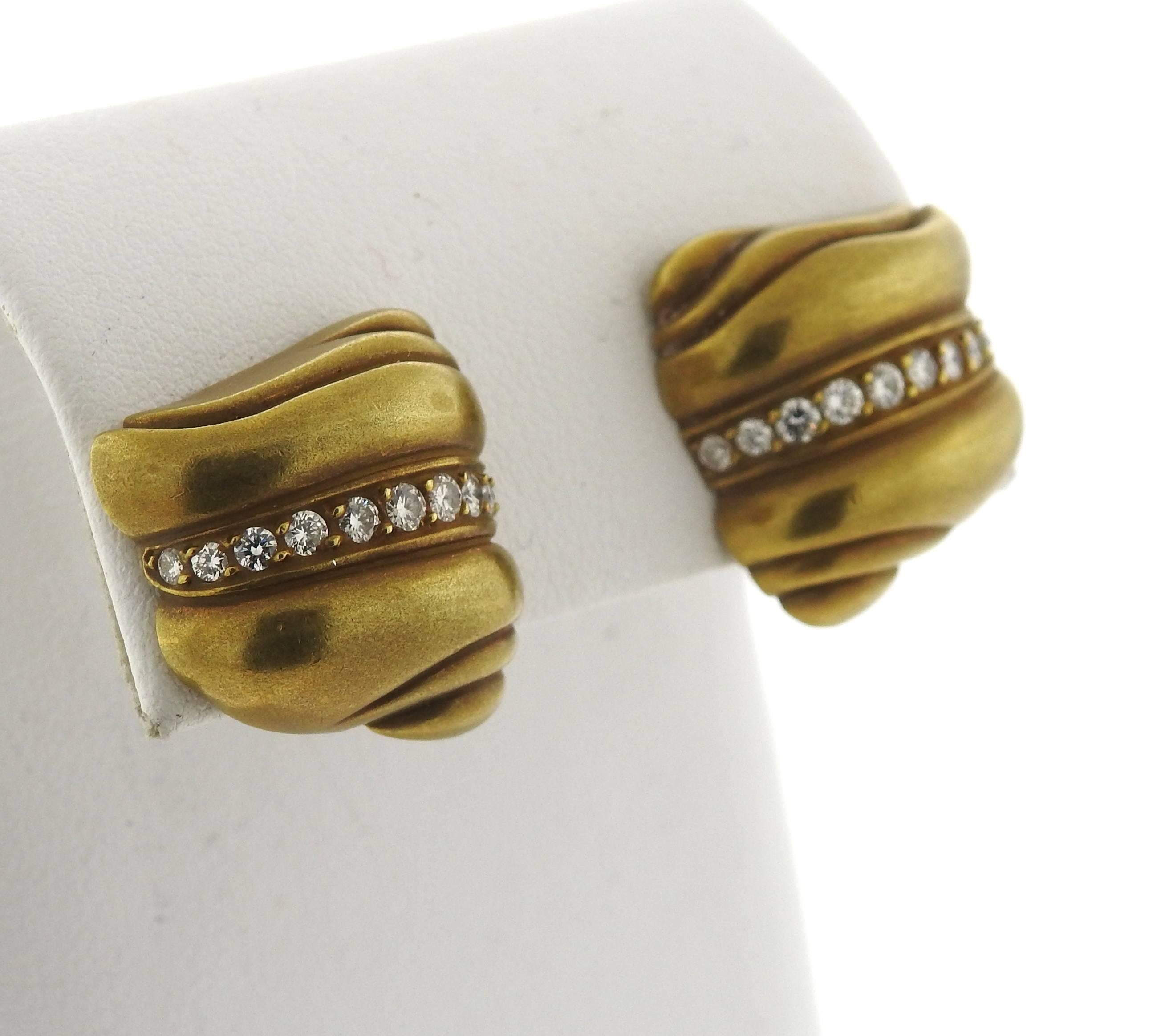 Women's Kieselstein Cord Diamond Gold Earrings 