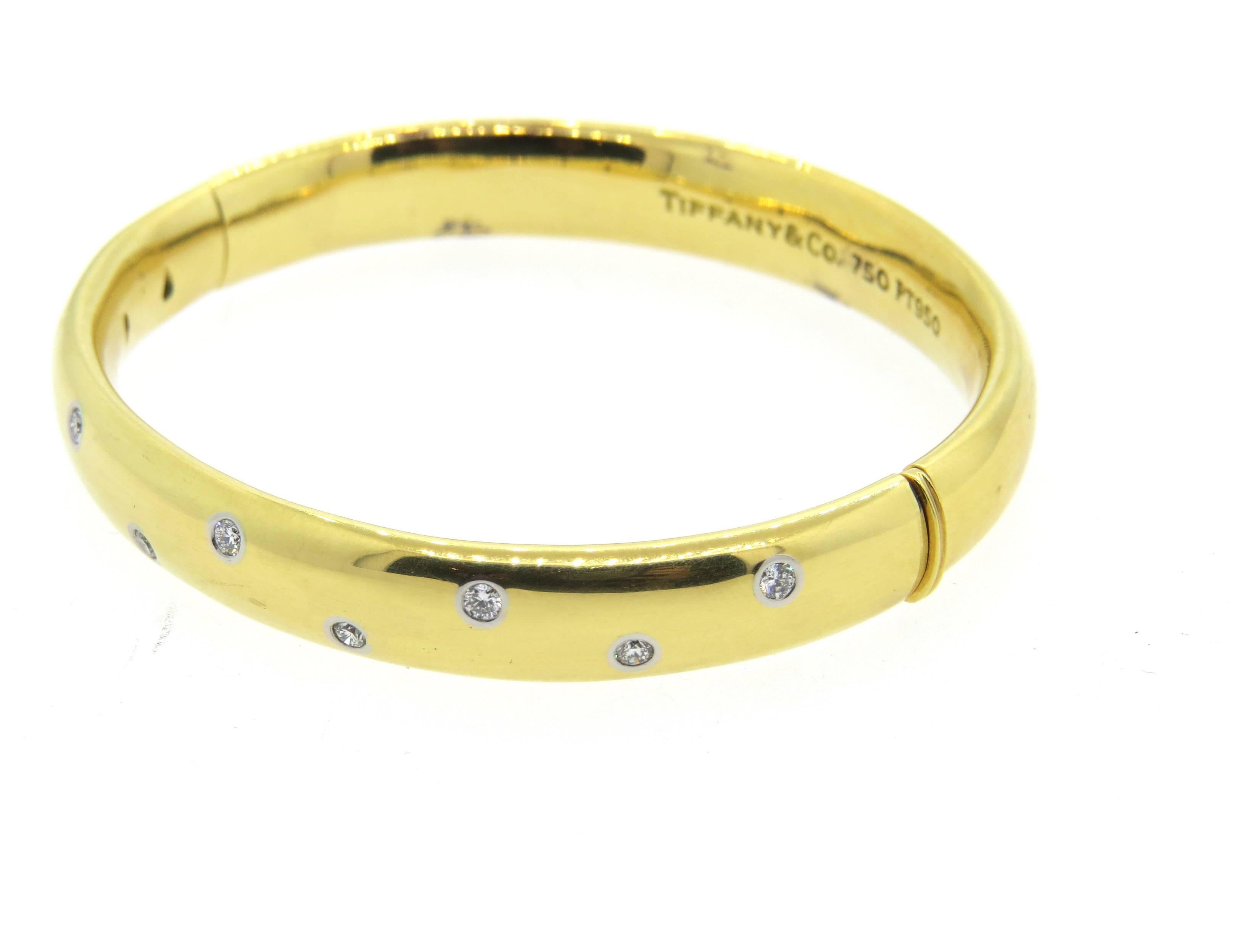 Women's Tiffany & Co Etoile Diamond Gold Platinum Bangle Bracelet 
