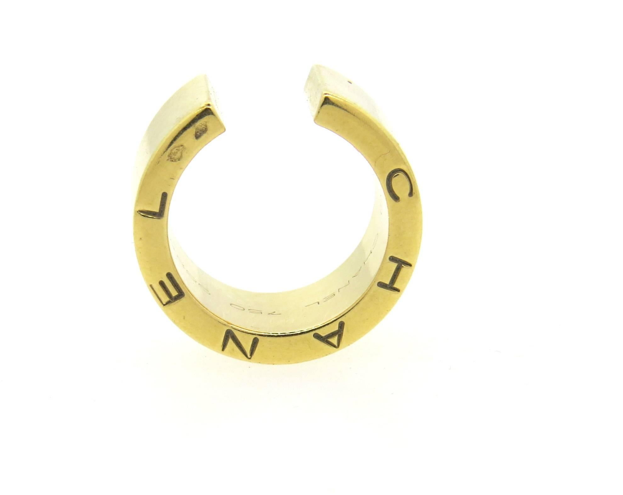 Chanel Gold Cuff Open Band Ring In Excellent Condition In Lambertville, NJ