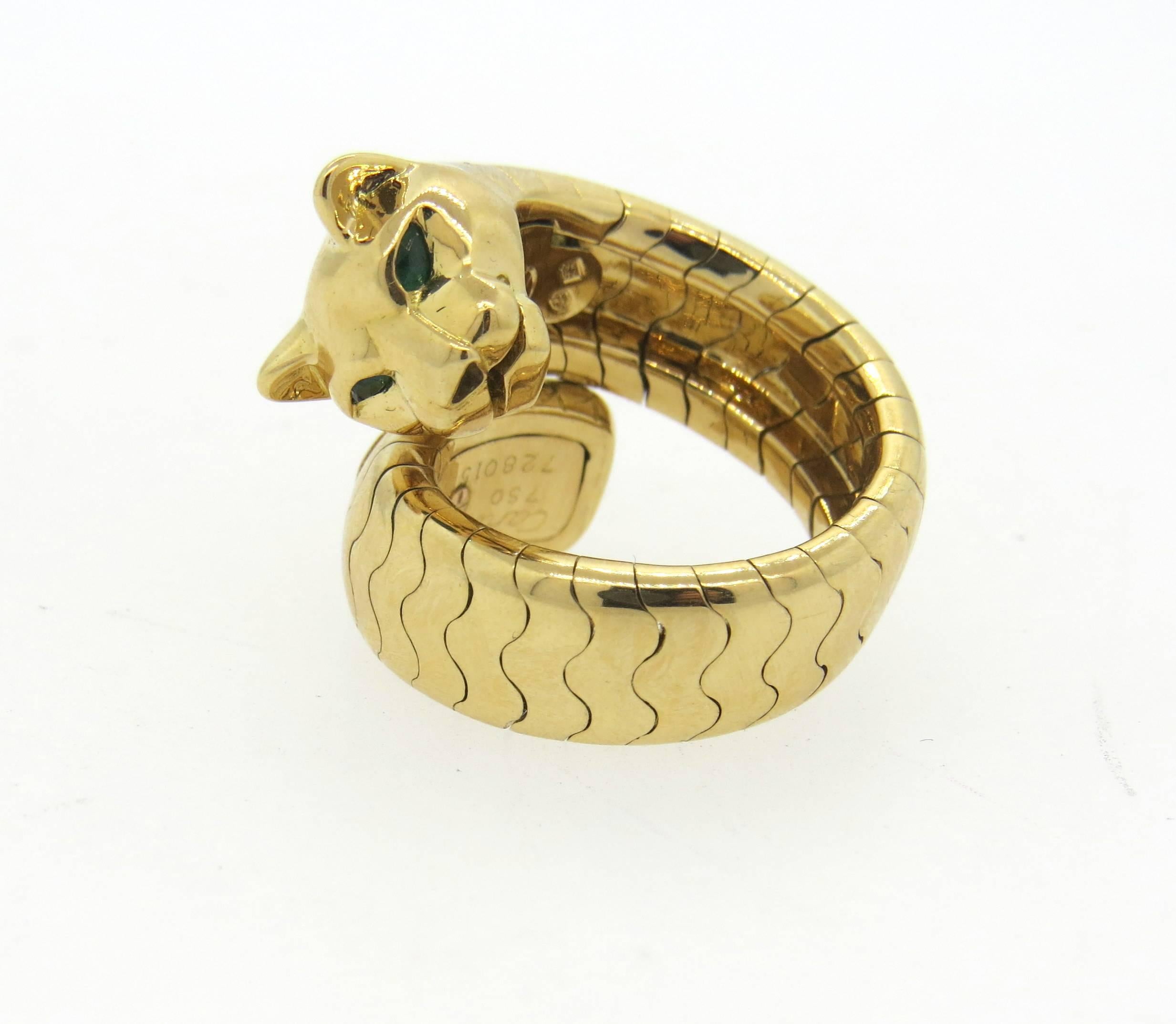 Cartier Panthere Onyx Emerald Gold Ring 2