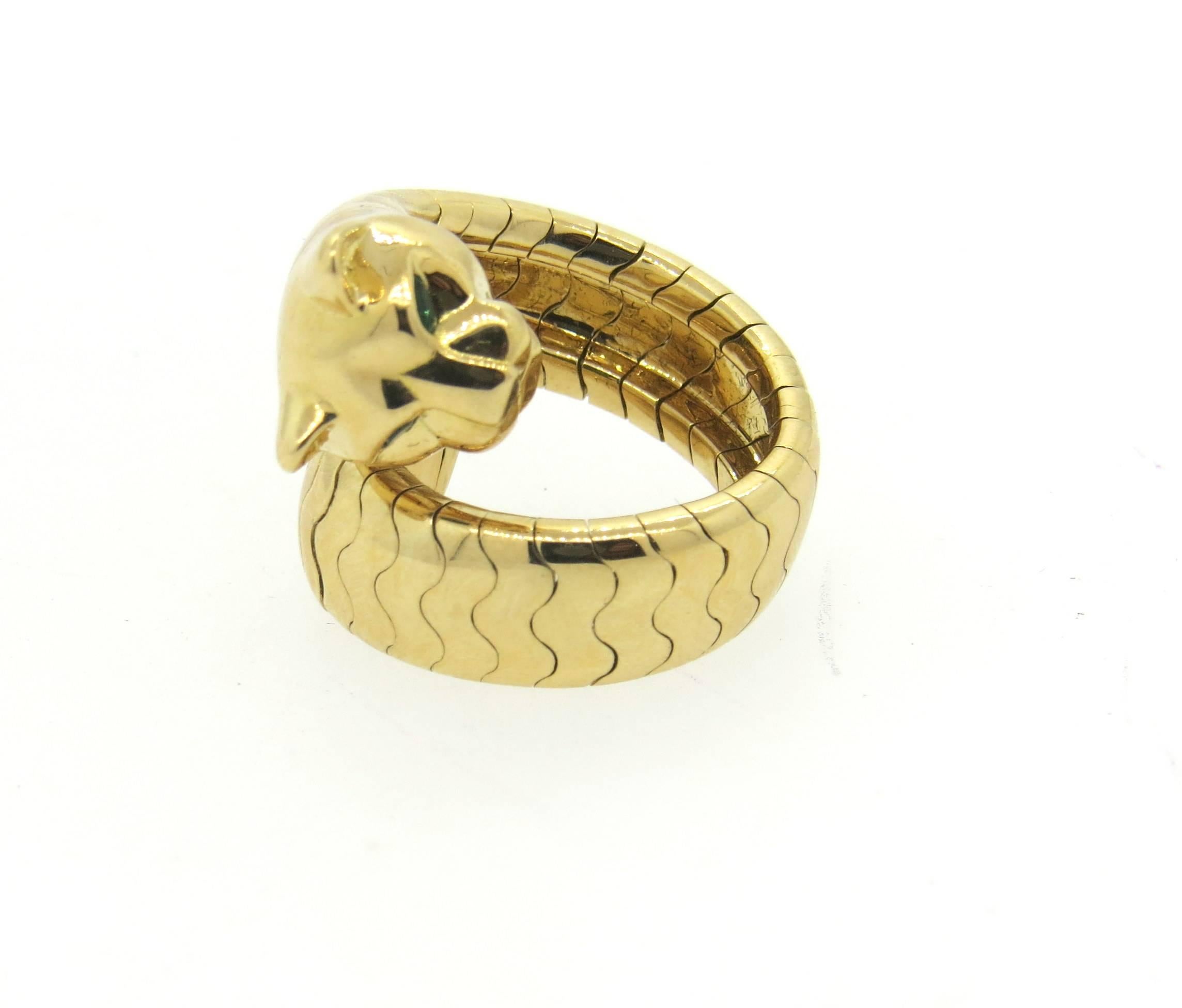 Cartier Panthere Onyx Emerald Gold Ring 1