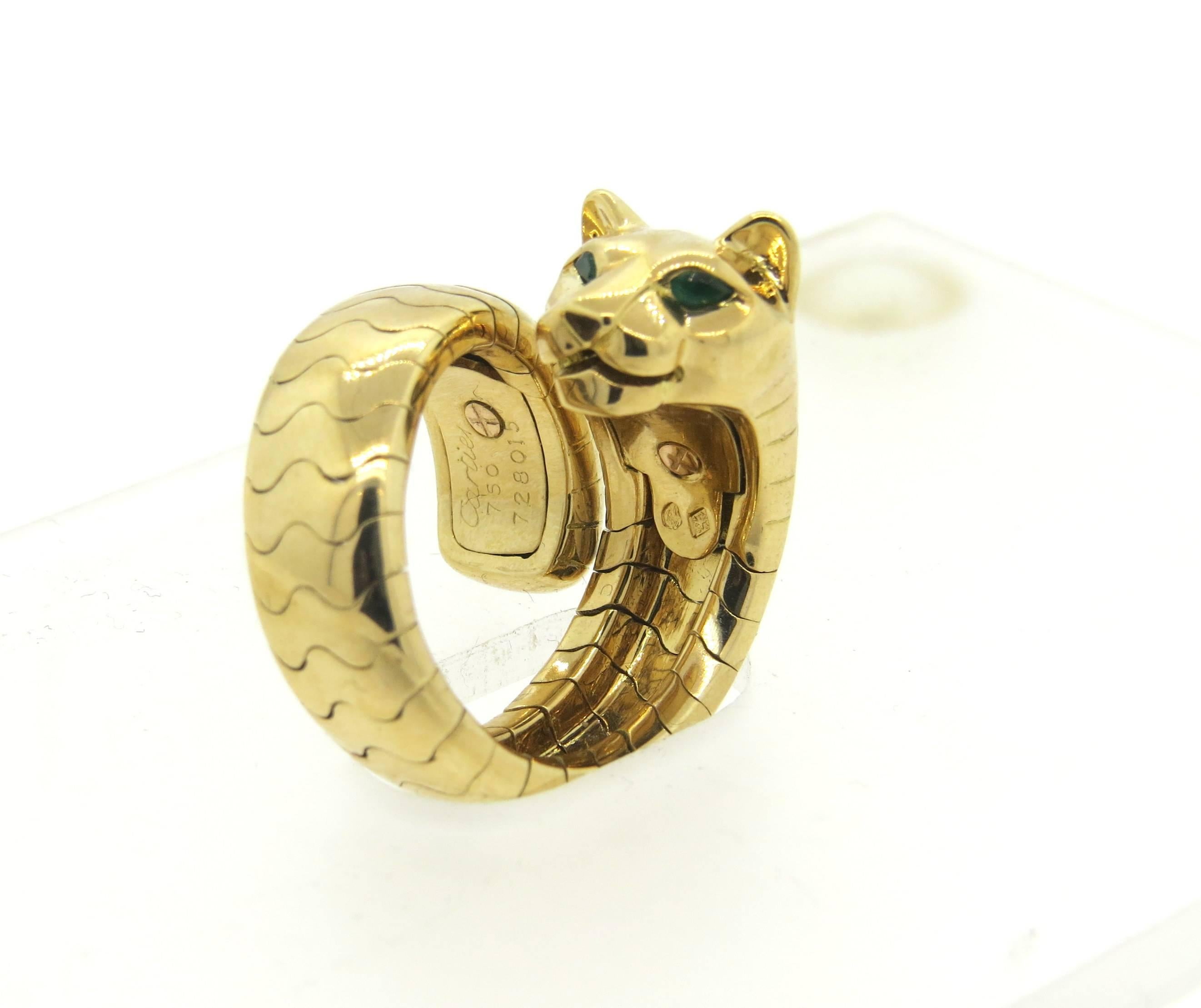 Cartier Panthere Onyx Emerald Gold Ring 3
