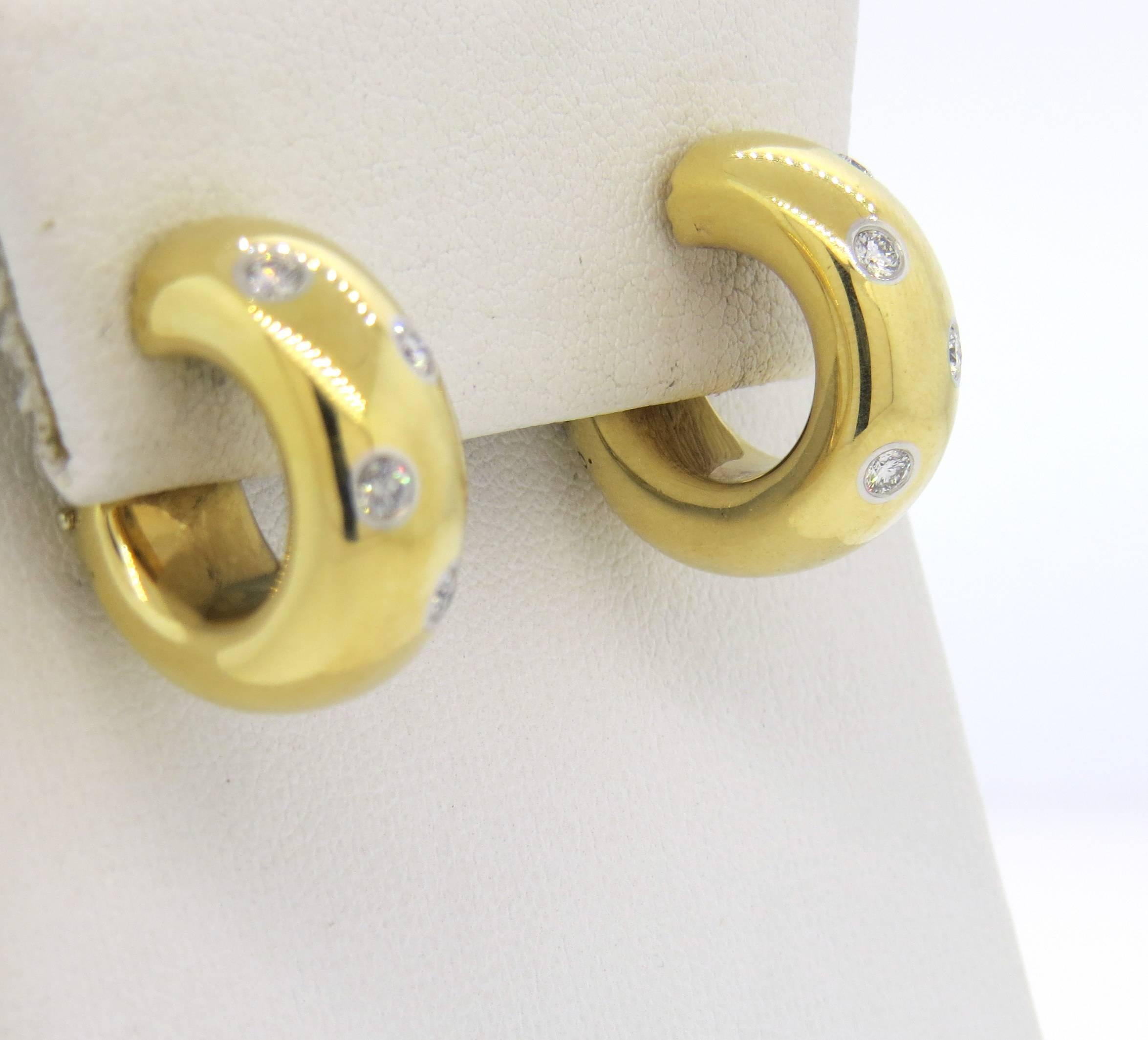 Tiffany & Co. Etoile Diamond Gold Platinum Hoop Earrings 1