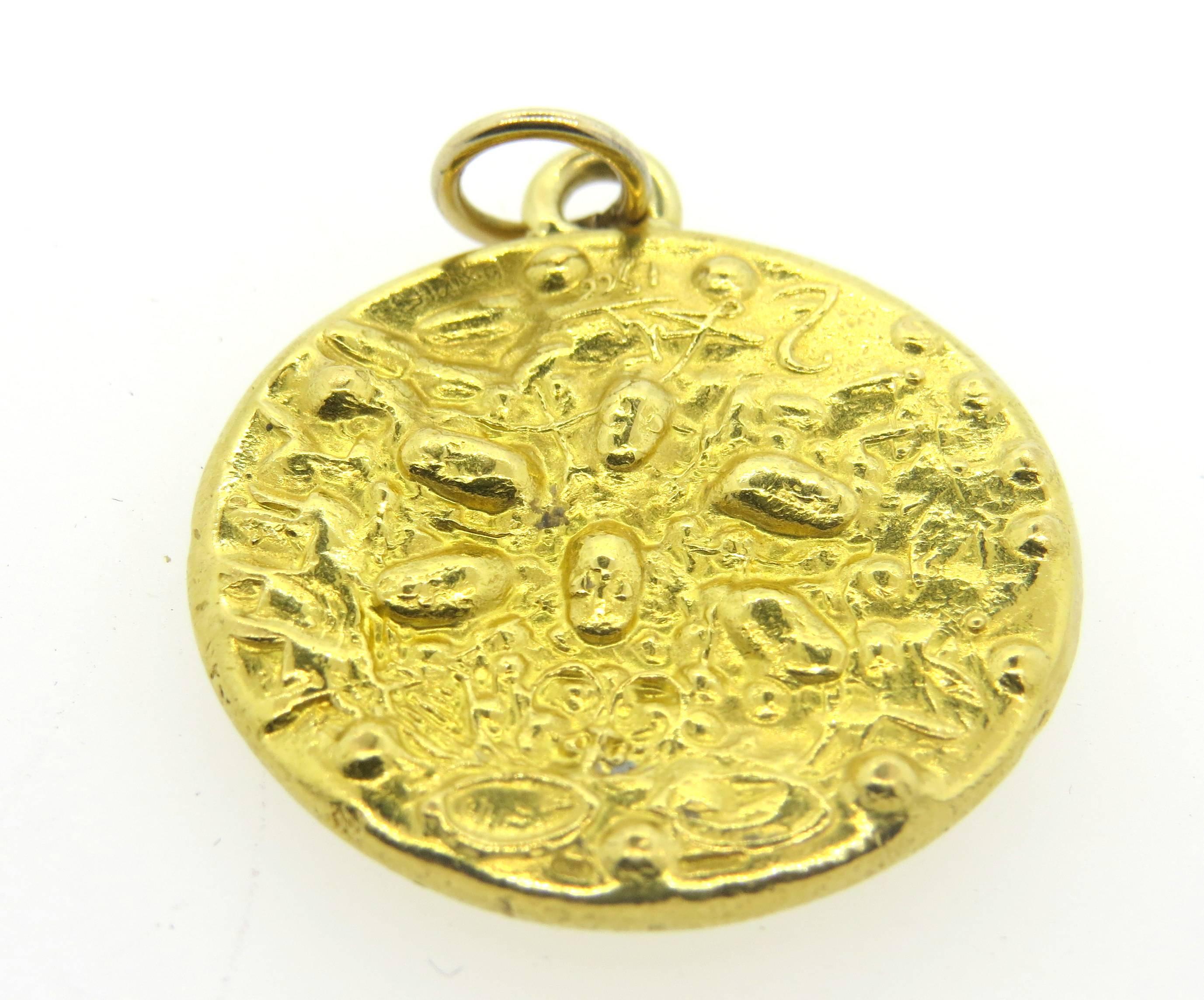 Women's or Men's Salvador Dali Gold Circle Pendant 