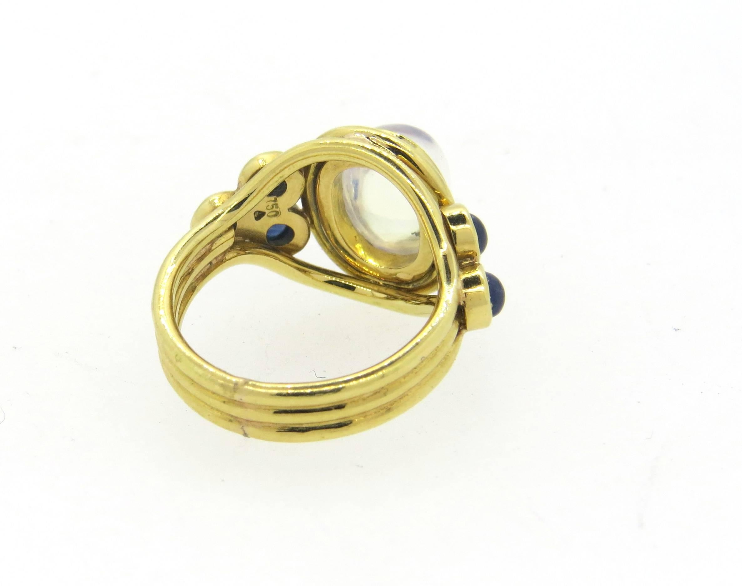 Women's Temple St. Clair Paolo Moonstone Sapphire Gold Ring 