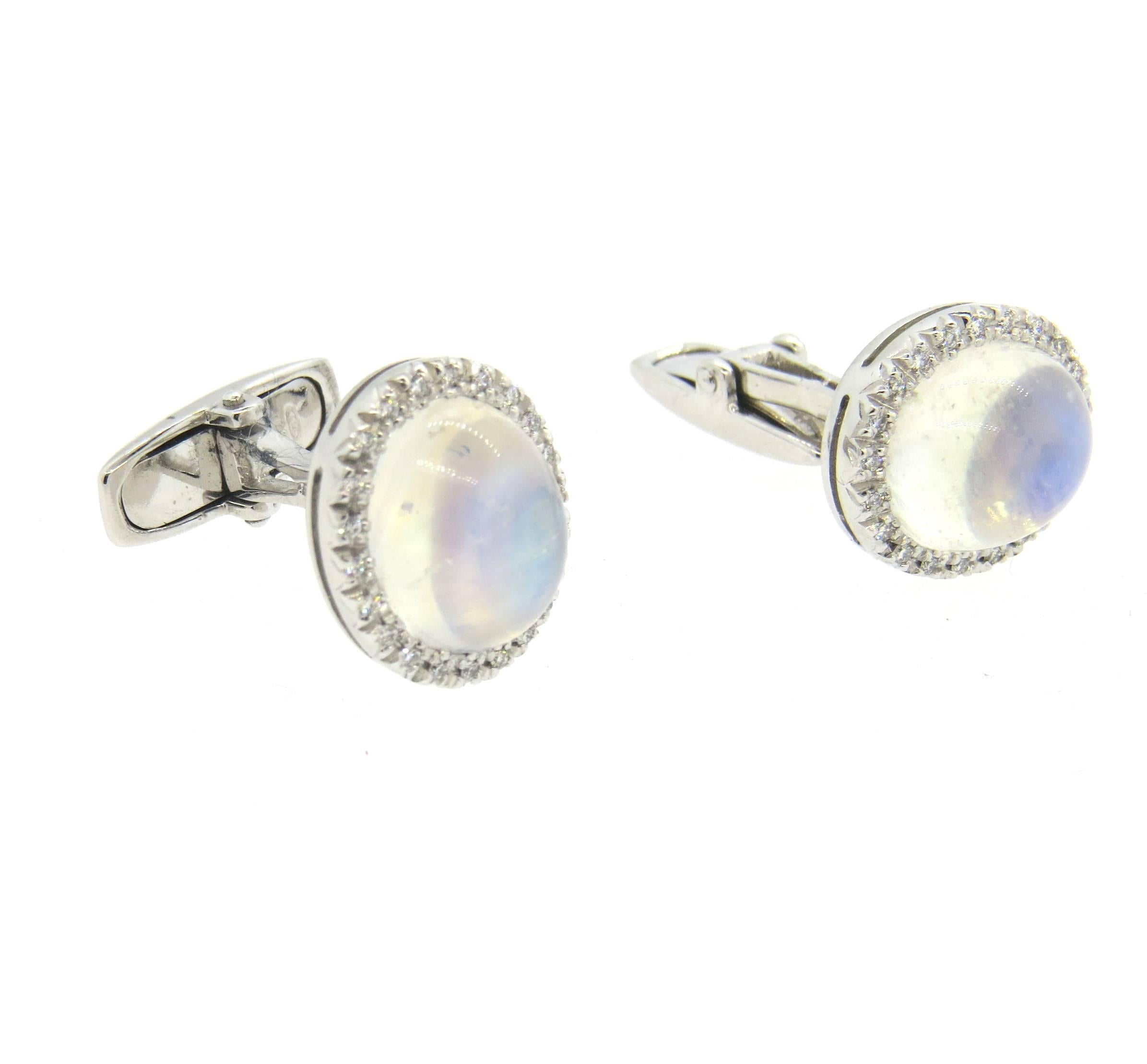 Men's Favero Moonstone Diamond Gold Cufflinks