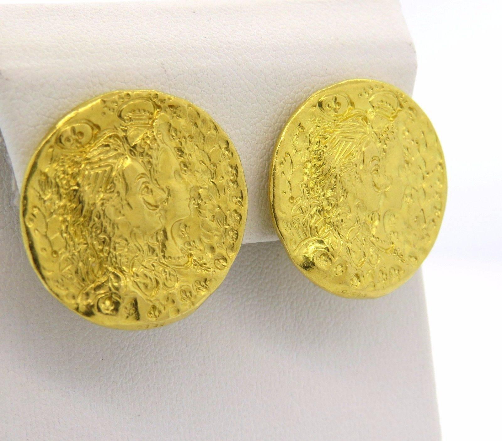  Rare Boucles d'oreilles Salvador Dali en or avec pièces de monnaie en forme de disque Pour femmes 