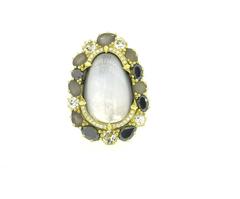 Judith Ripka Mother of Pearl Diamond Moonstone Gold Quartz Ring