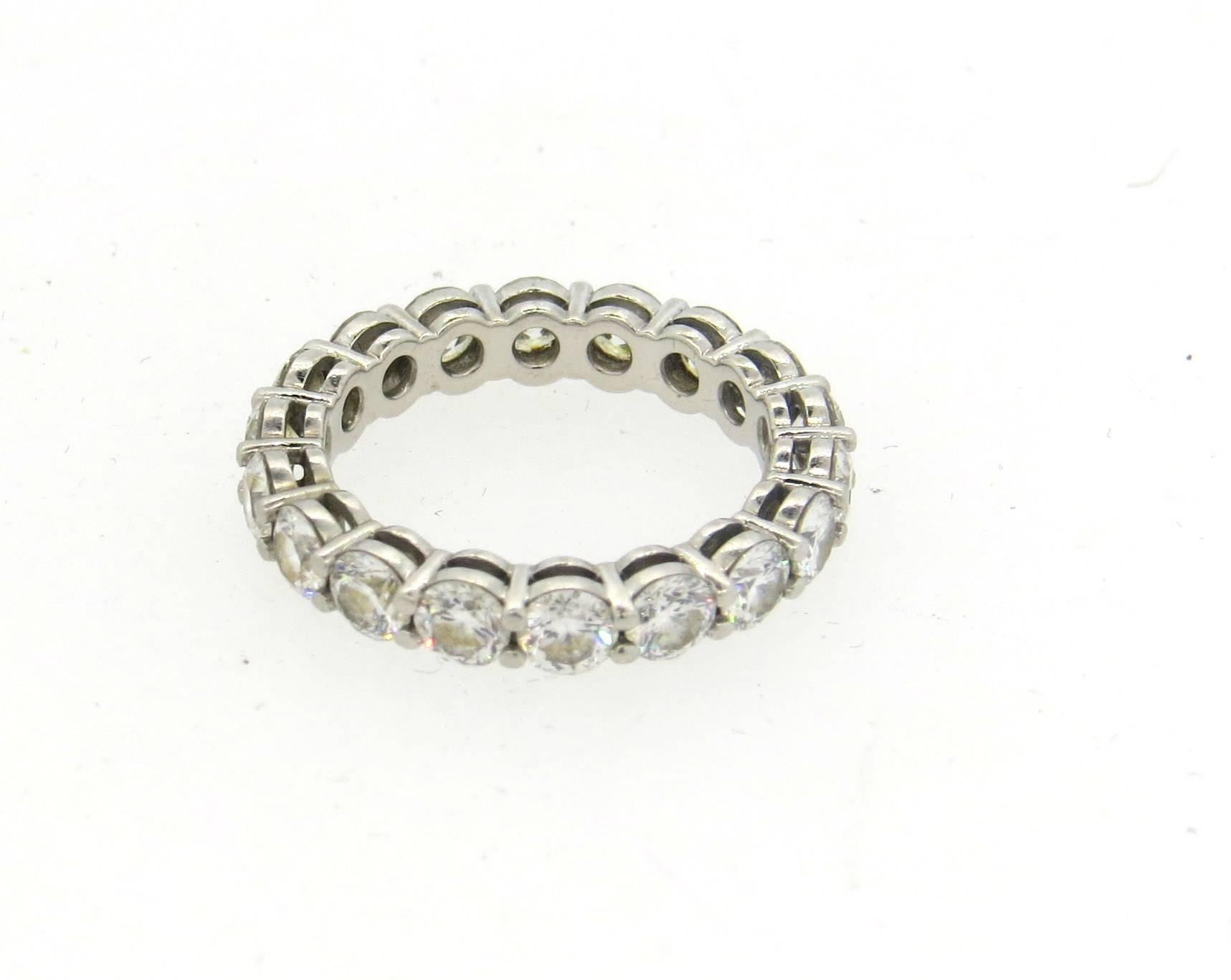 Tiffany & Co. Diamond Platinum Eternity Wedding Band Ring  In Excellent Condition In Lambertville, NJ