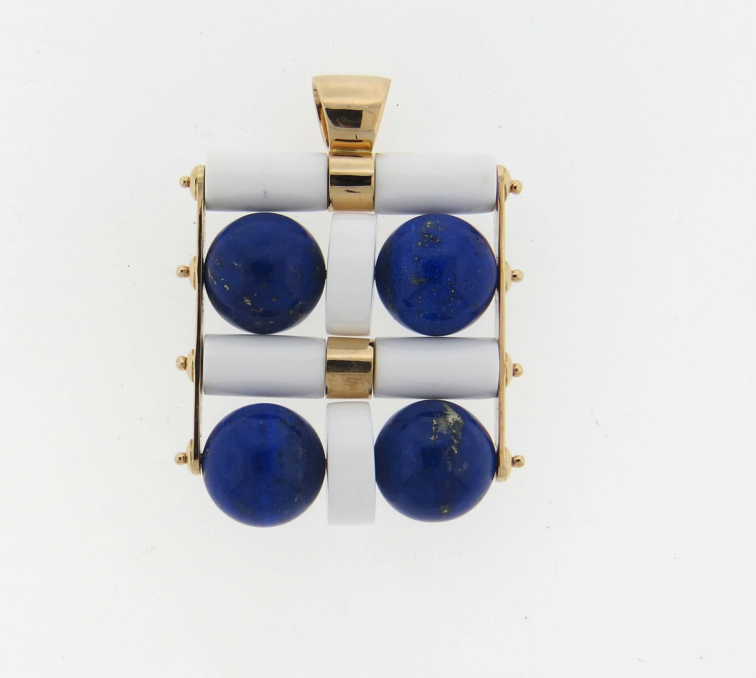 Women's Large Giorgio Facchini Lapis Lazuli Rose Gold Kinetic Pendant 