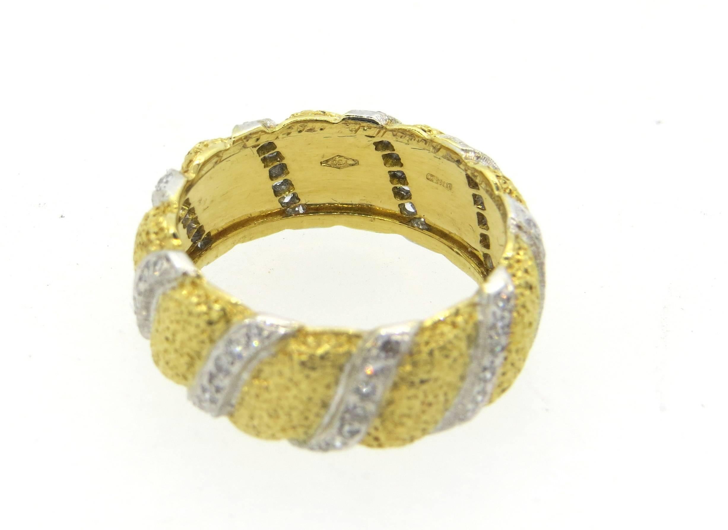 Women's Buccellati Diamond Gold Wedding Band Ring  For Sale