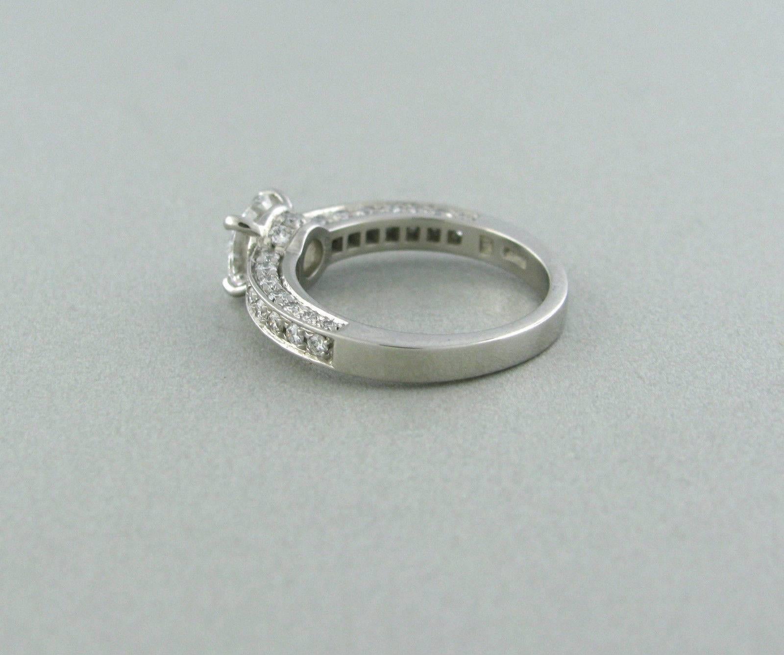 Bulgari Diamond Platinum Engagement Ring In Excellent Condition In Lambertville, NJ