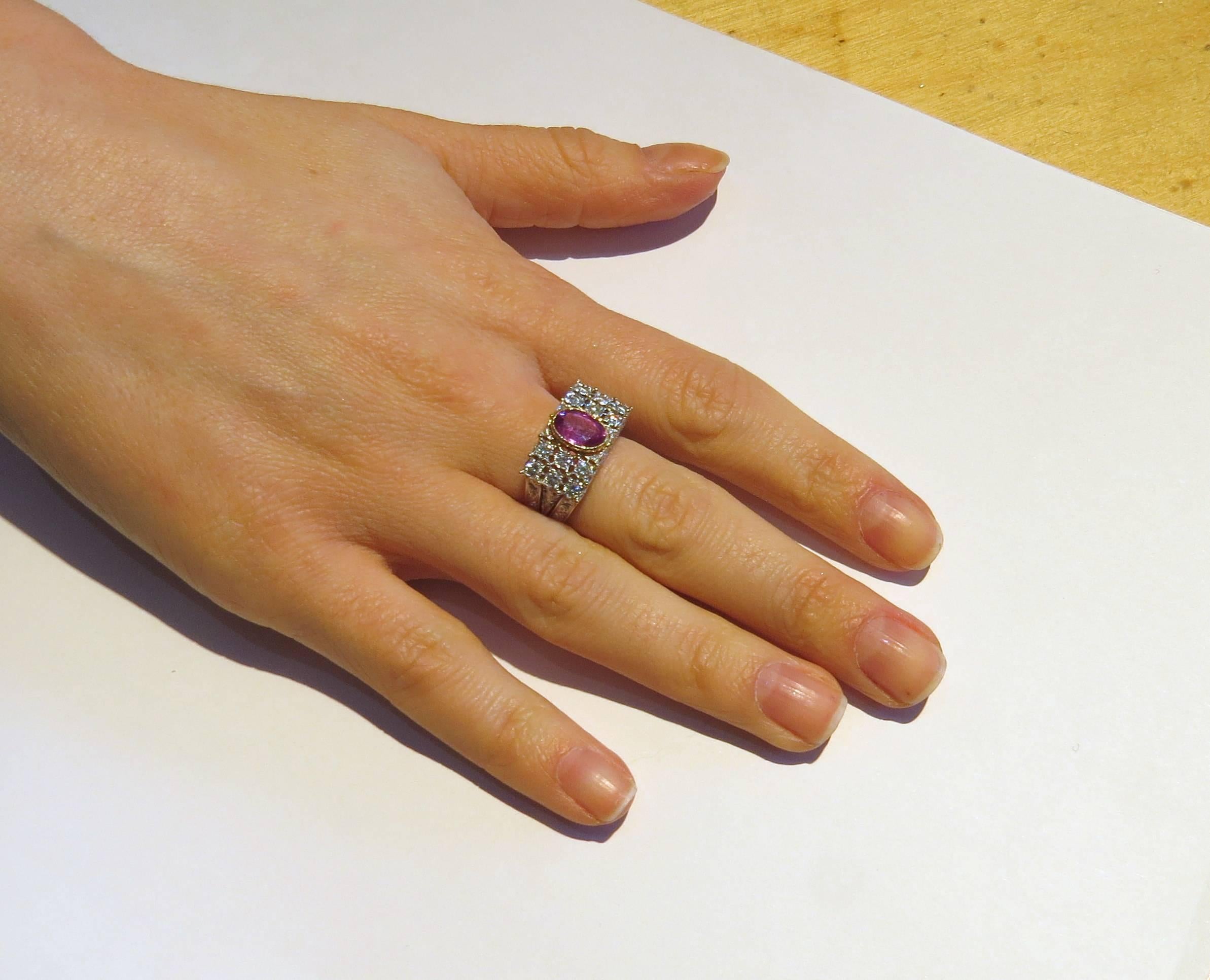 Women's Buccellati Pink Sapphire Diamond Gold Ring  For Sale