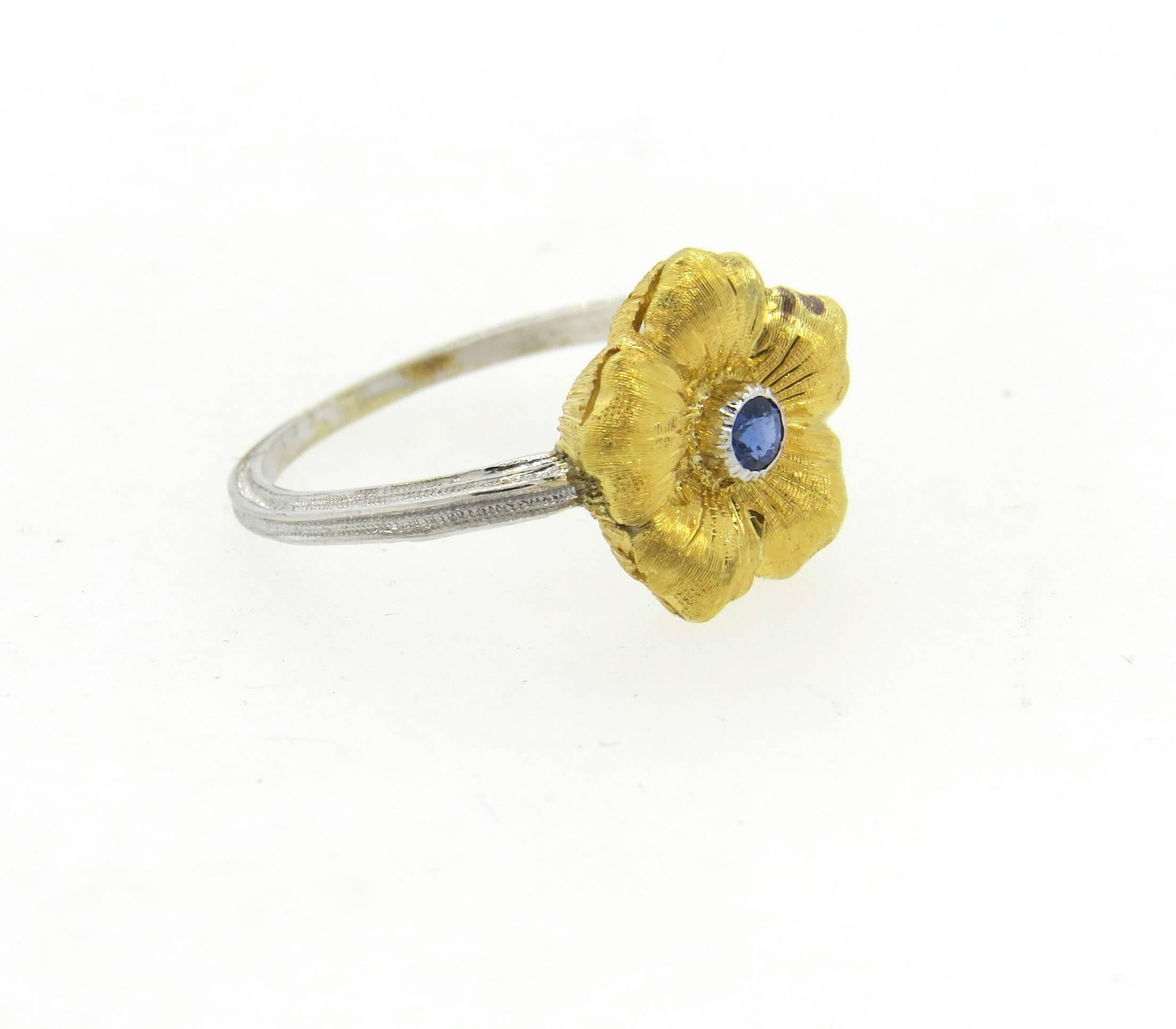 Women's Buccellati Fiore Sapphire Gold Flower Ring 