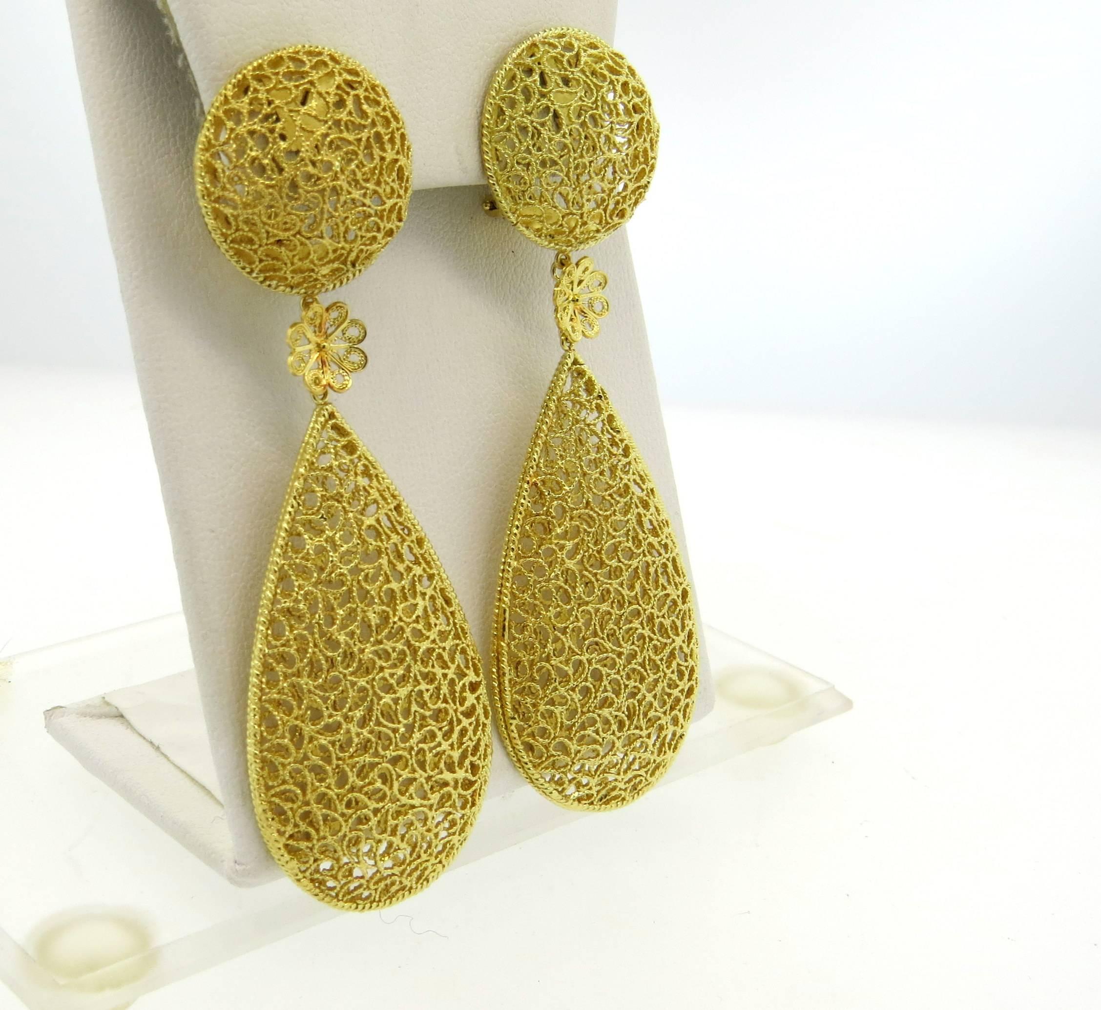 Women's Impressive Buccellati Filidoro Gold Long Drop Earrings