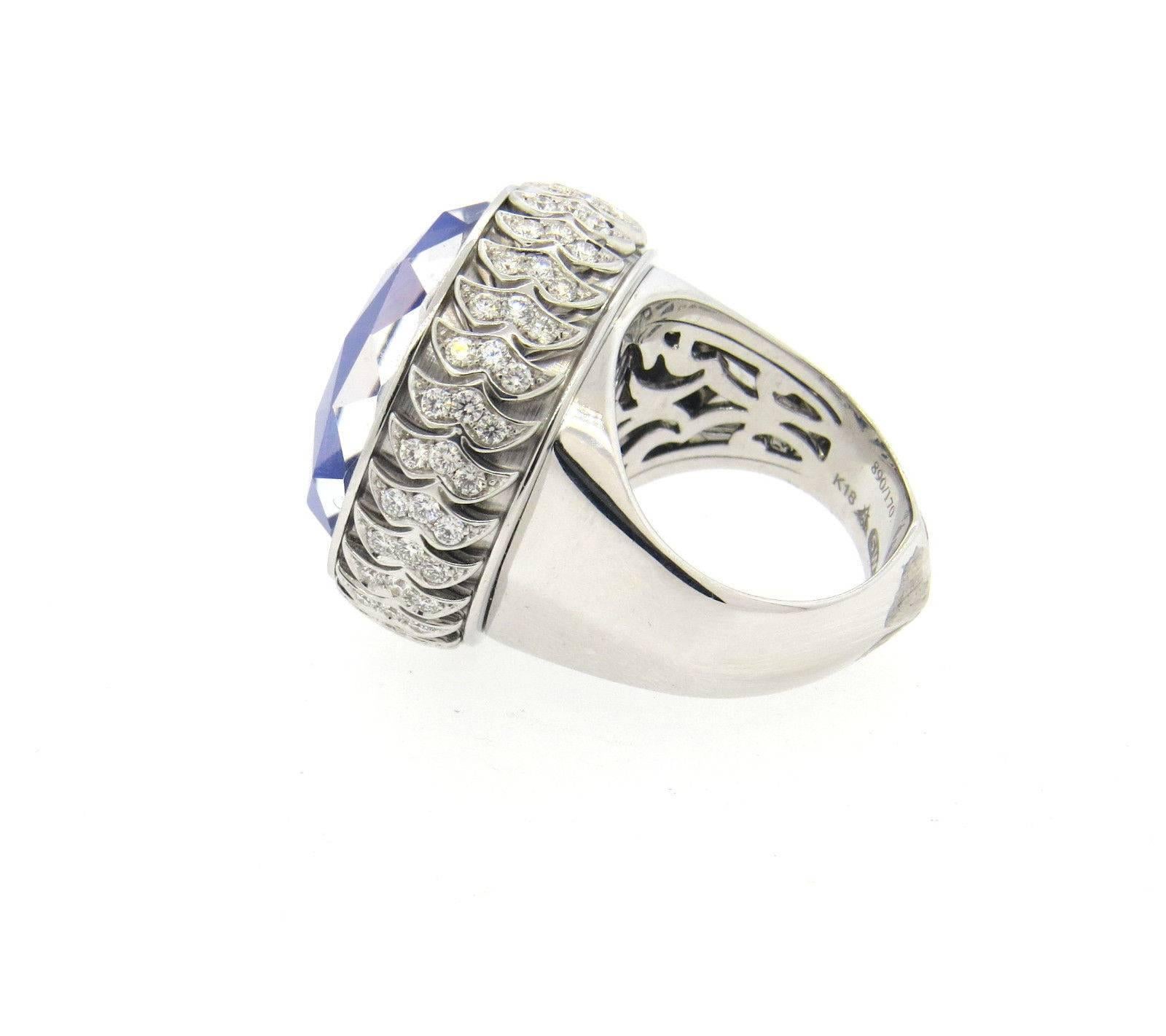 Women's Large Stephen Webster Gold Diamond Lapis Quartz Ring 