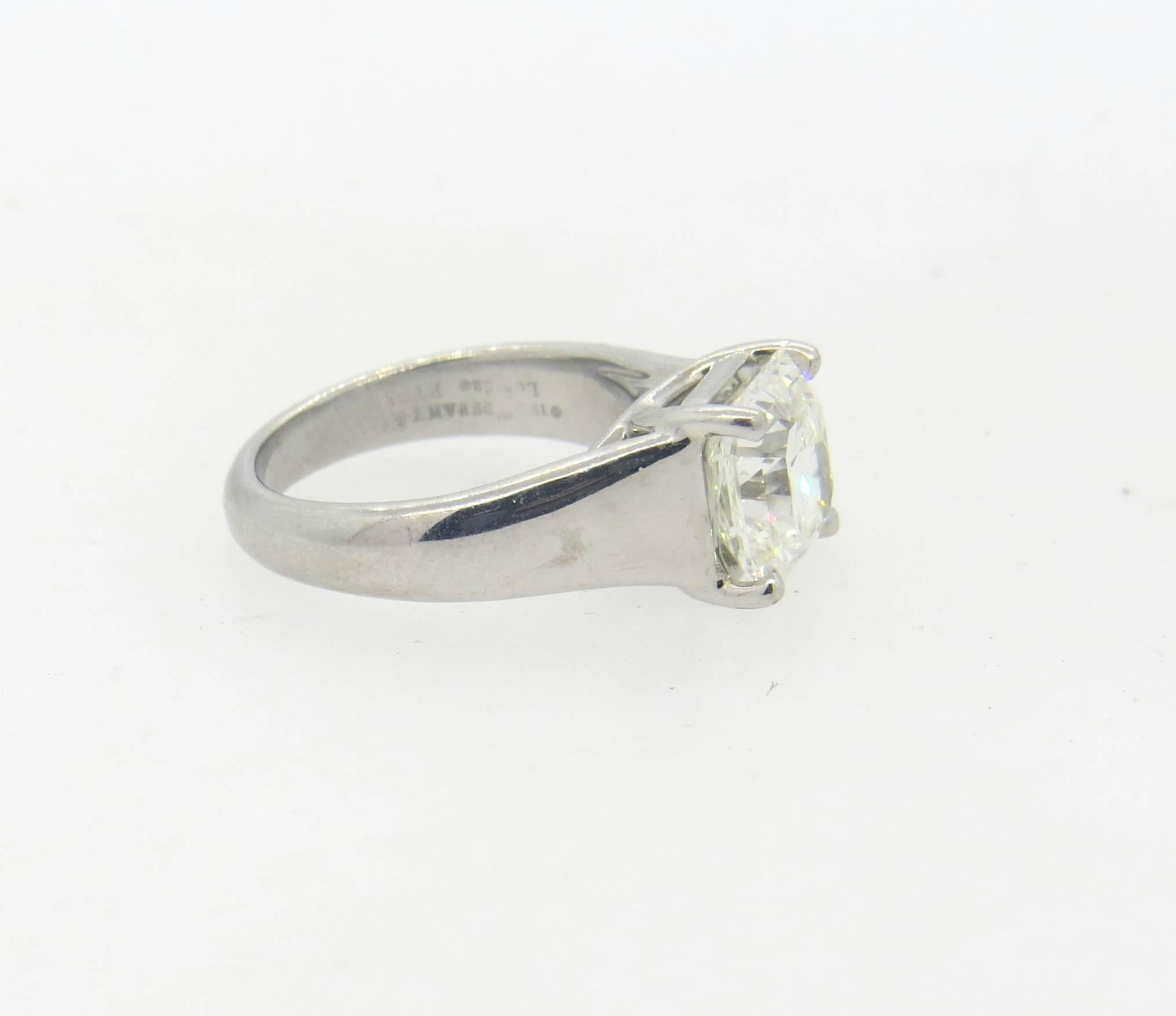 Tiffany & Co Lucida Platinum 3.02 Carat Diamond Engagement Ring  In Excellent Condition In Lambertville, NJ