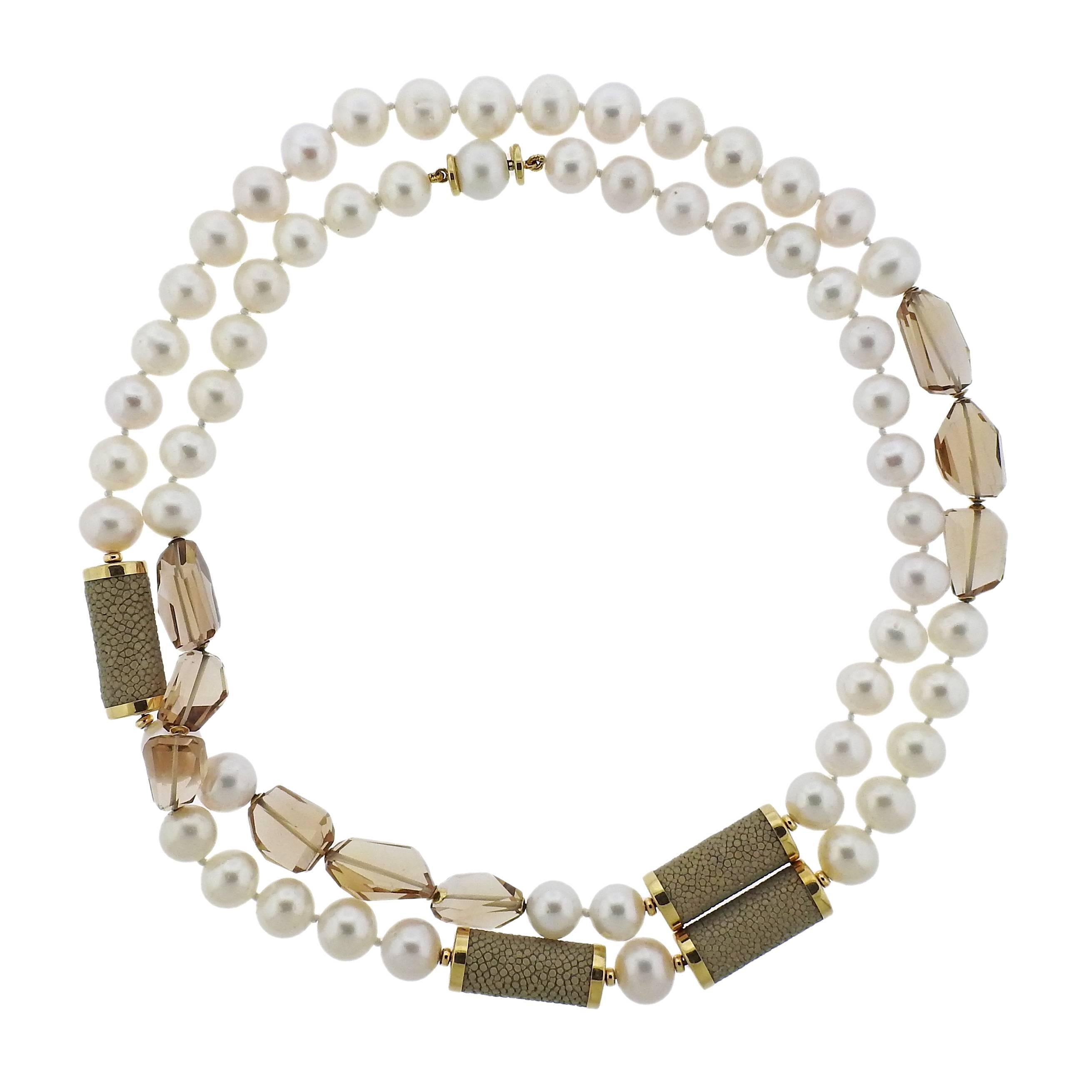 Trianon Gold Pearl Topaz Necklace