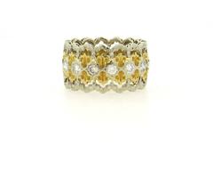 Buccellati Diamond Gold Wide Band Ring