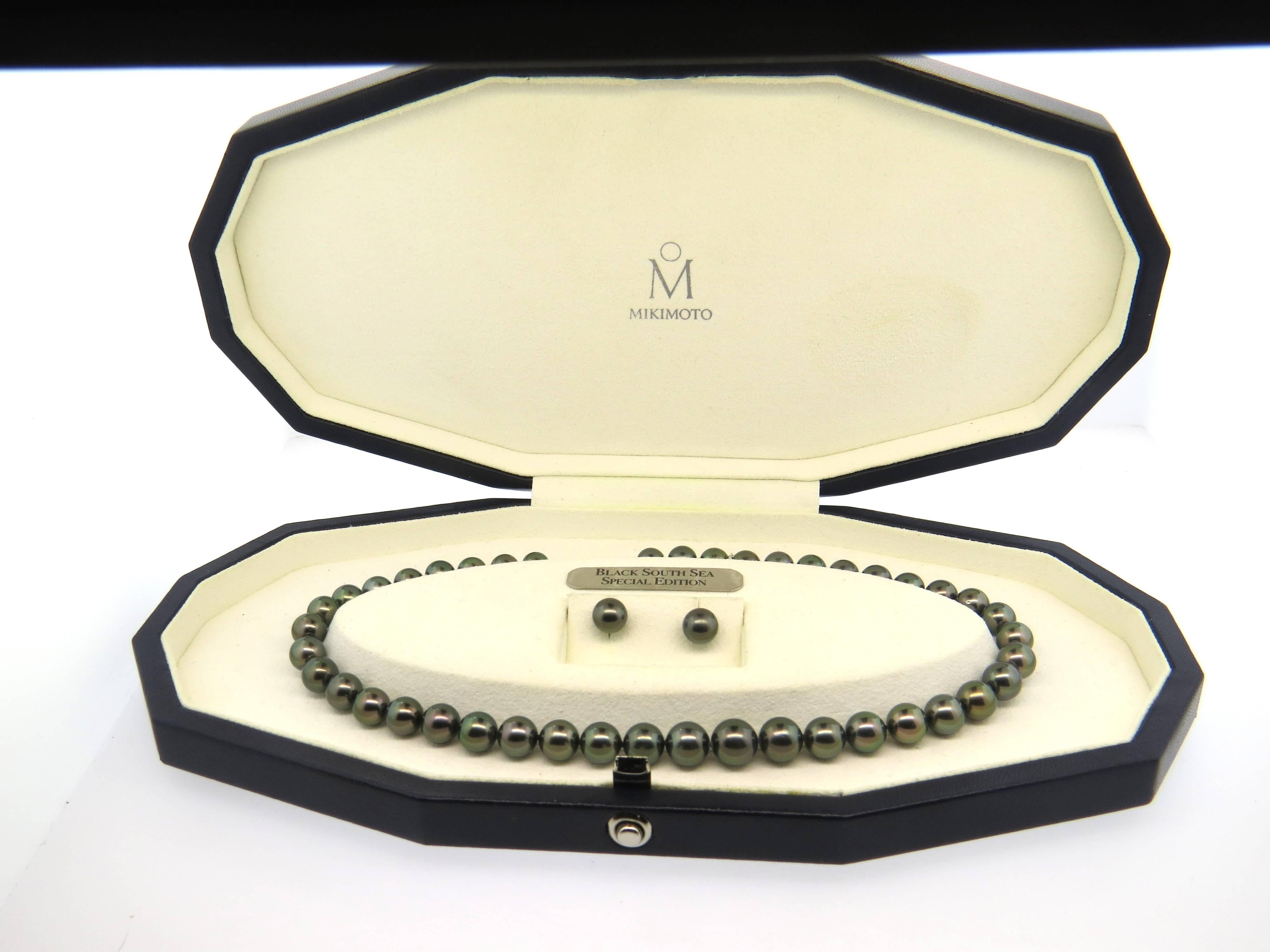 Mikimoto South Sea Pearl Diamond Gold Necklace Earrings Set Special Edition In Excellent Condition In Lambertville, NJ