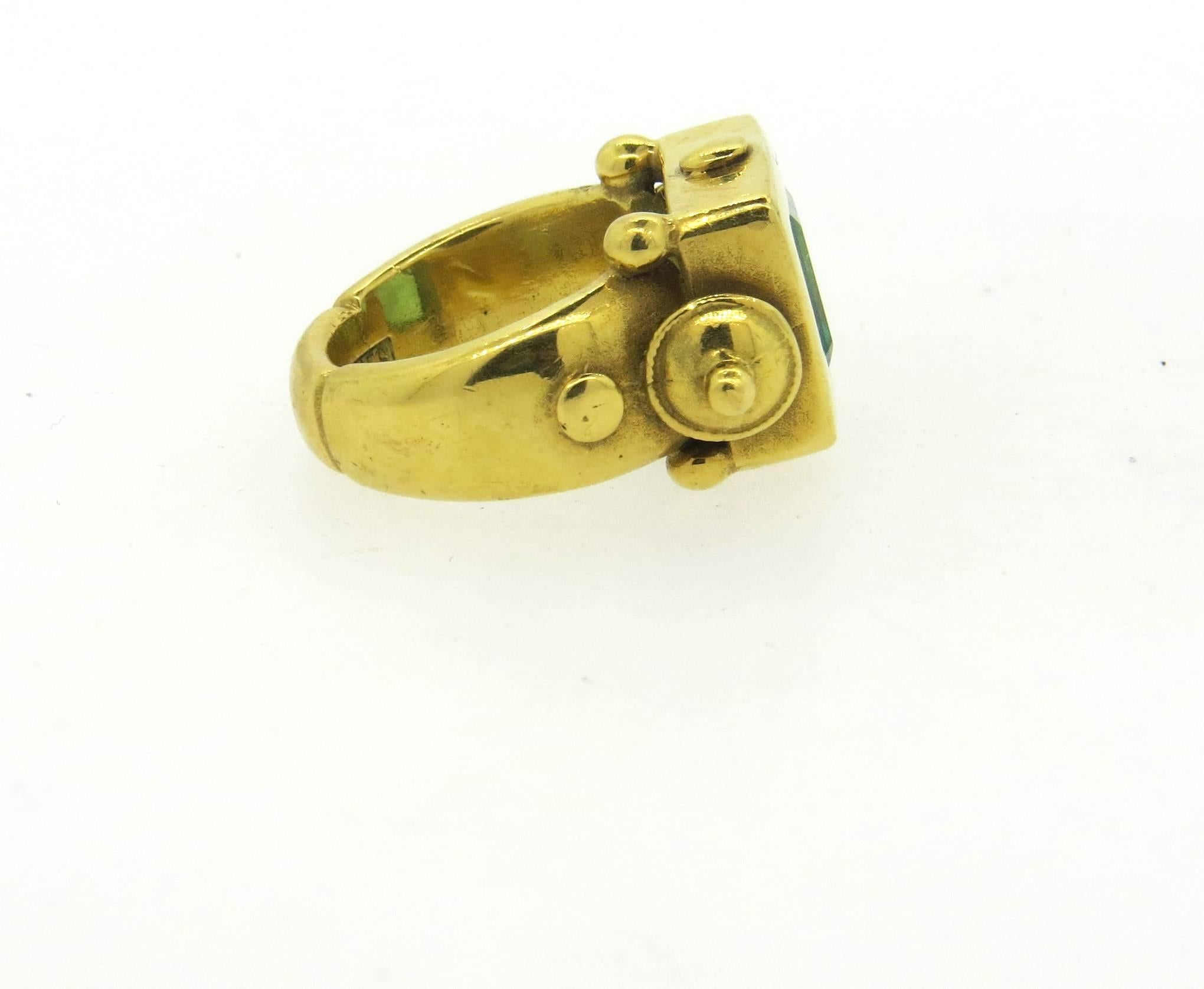 Laurence DeVries Emerald Gold Ring In Excellent Condition In Lambertville, NJ