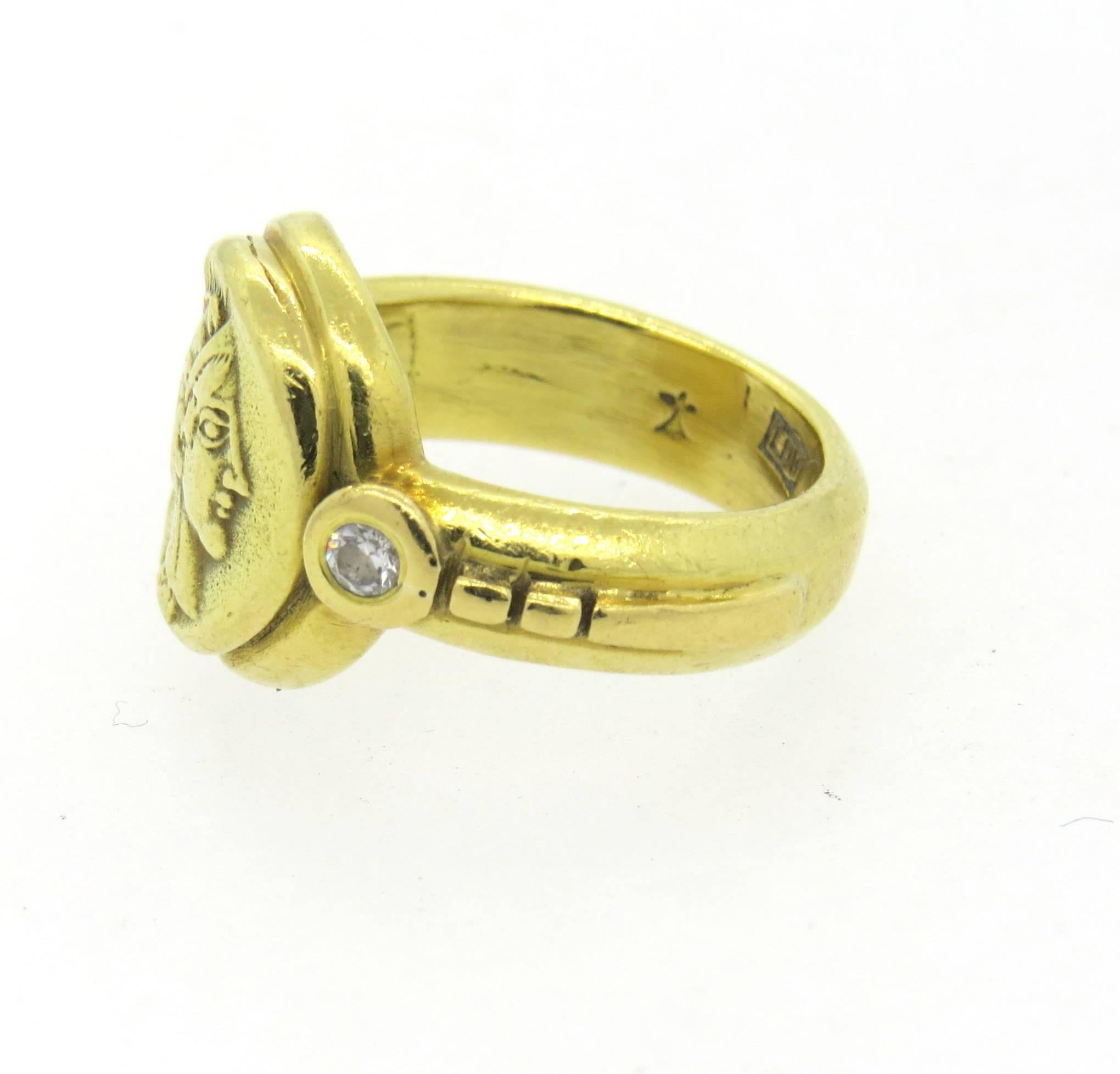 Laurence DeVries Diamant Gold Römische Mythologie Ring im Zustand „Hervorragend“ in Lambertville, NJ