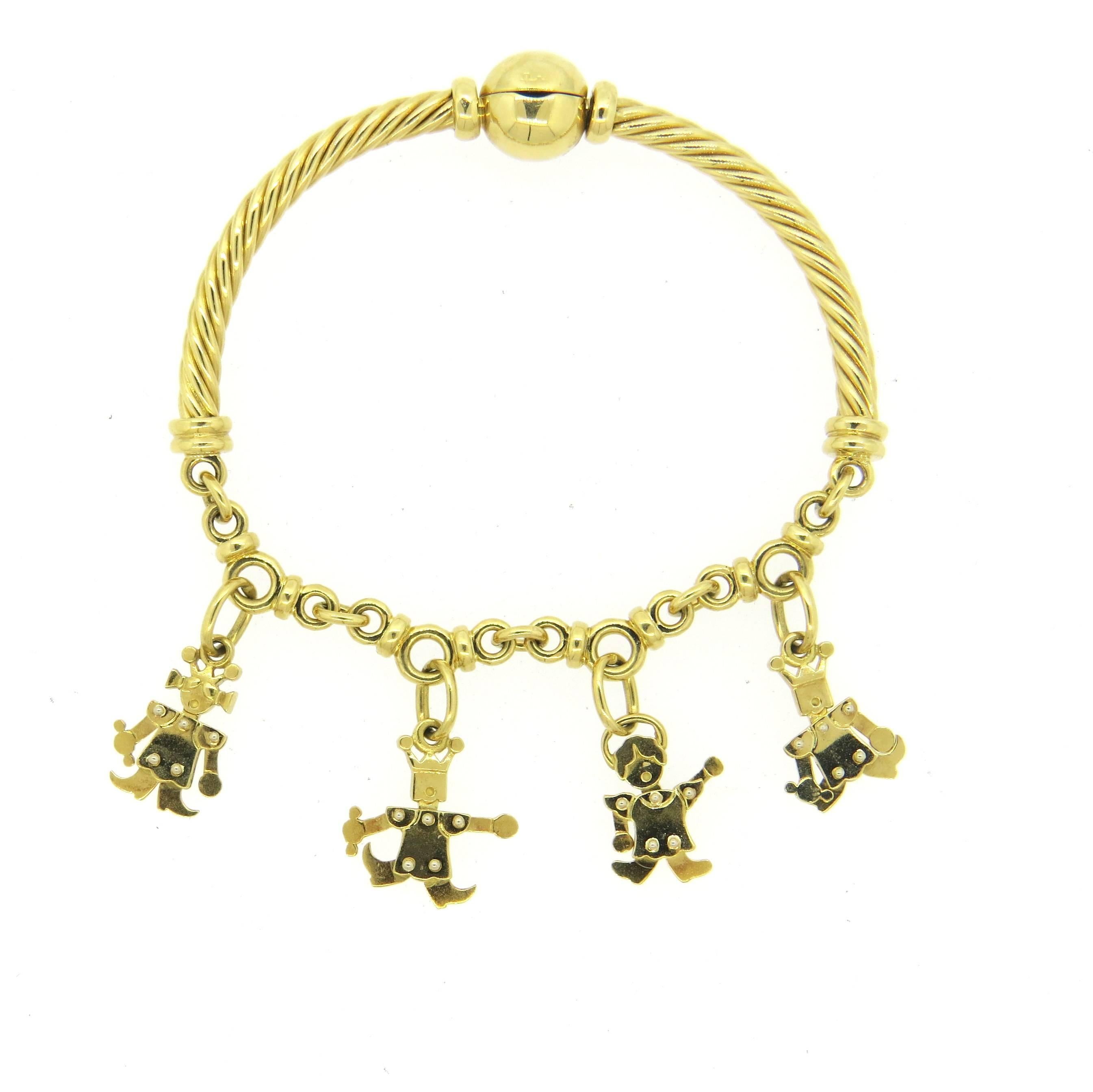 Pomellato Gold Orsetto Charm Bracelet In Excellent Condition In Lambertville, NJ