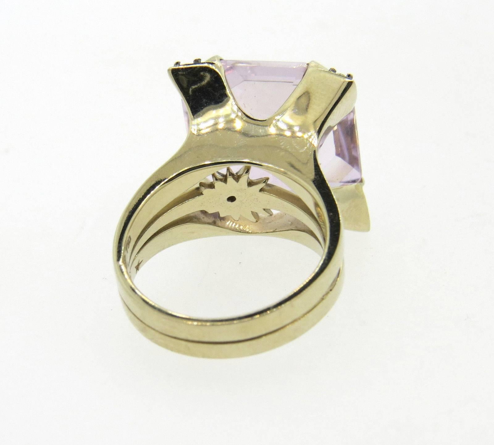 H Stern Quartz Diamond Gold Ring In Excellent Condition In Lambertville, NJ